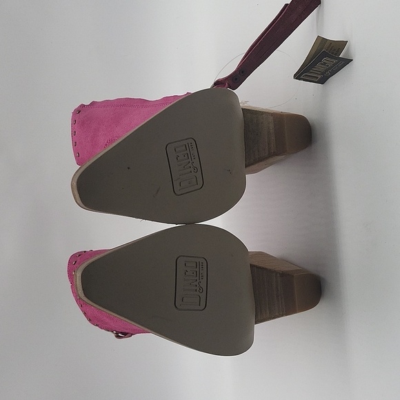 1522- Dingo Suede Ankle Boots Women’s Hot Pink Western Fringe Size 8 NWT - Picture 7 of 10